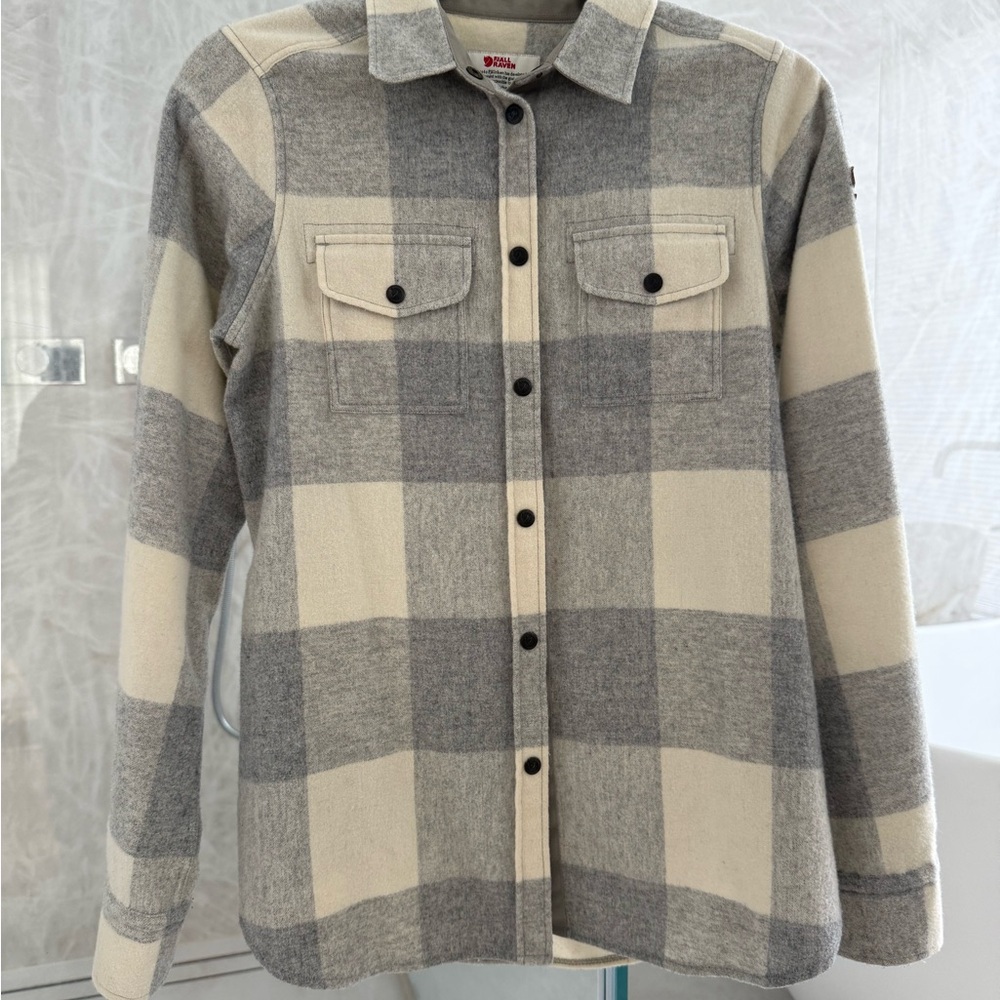 Fjallraven Gray and Cream Plaid Shirt